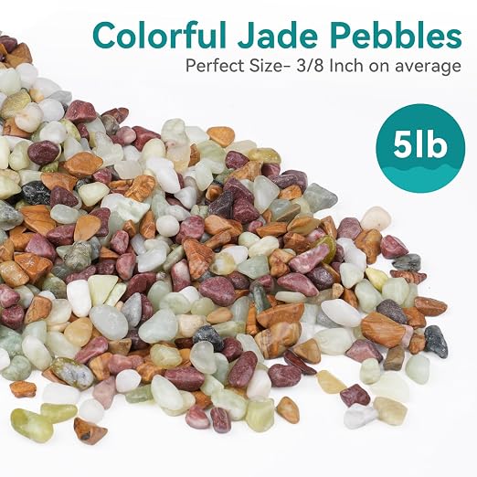 5lbs Pebbles for Indoor Plants, 3/8 Inch Small Rocks for Potted Plants, Succulents, Vase Fillers, Cactus Planters, Bird Bath, Fountain, Outdoor Garden Landscaping