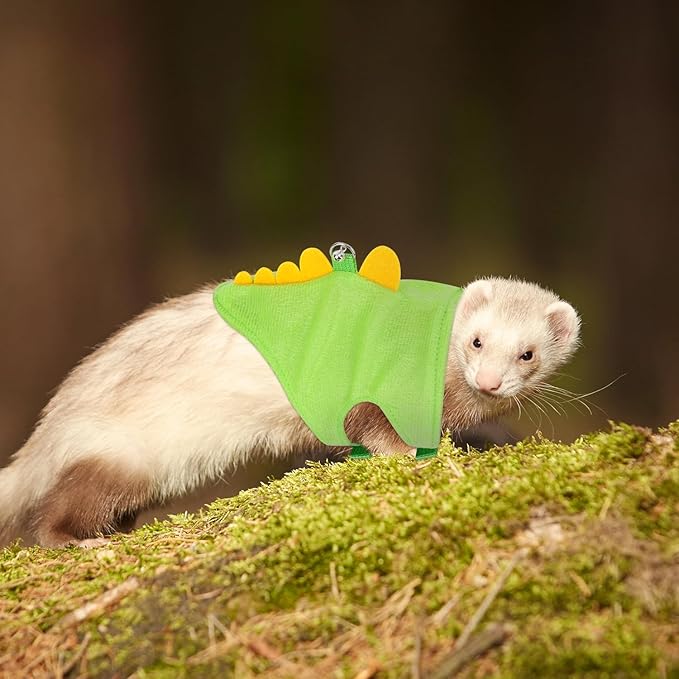 Ferret Harness and Leash Set, Dinosaur Shaped Small Animals Vest Bunny Harness Outdoor Walking Clothes Accessories for Ferret Rabbit Hamster Guinea Pig Kitten Puppy Tiny Pet