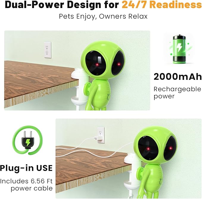 Cat Laser Toy, 2-in-1 Interactive Cat Toys with Dual Laser & Catnip Dangler, Smart Motion-Activated Random Trajectory, 4 Speed Modes, Rechargeable, Quiet & Clamp Design for Bored Indoor Cats