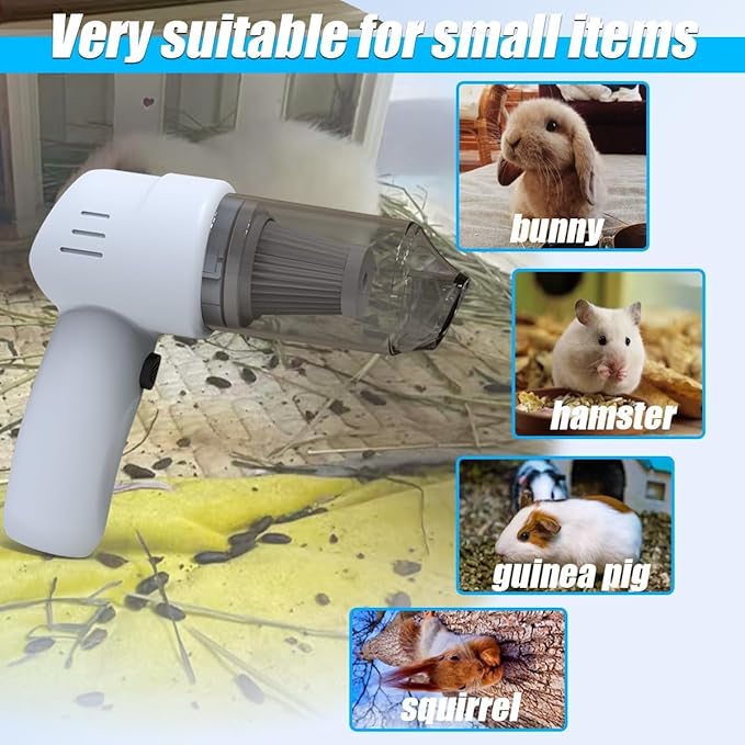 Guinea Pig Handheld Vacuum Cleaner Cage, Guinea Pig cage Cleaner, Rabbit Poop Vacuum, for Lightweight Cleanup of Guinea Pig, Rabbit, Hamster, Chinchilla, Reptile, Bird