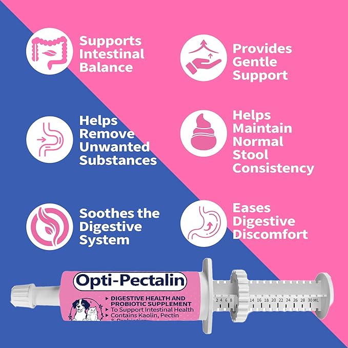 30cc-Anti-Diarrheal Support for Dogs & Cats –Digestive Relief Oral Paste with Kaolin, Pectin & Probiotics – Helps Soothe Upset Stomach & Firm Loose Stool