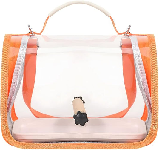 Portable Bird Travel Carrier Breathable Mesh Backpack with Perch Tray Clear View Lightweight Foldable Carrier for Small Parrots Parakeets Lovebirds (Yellow)