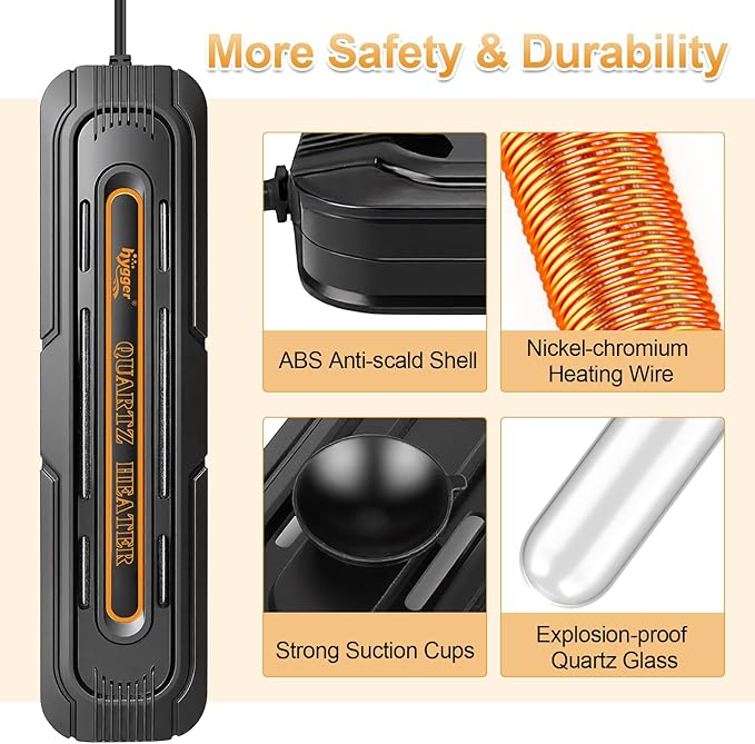 hygger Aquarium Heater, 150W/300W Adjustable Power Fish Tank Heater with Digital Display External Controller, Automatic Power-Off Protection Heater for 25-80 Gallons Freshwater and Saltwater Tank
