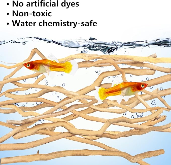 Hamiledyi Natural Driftwood for Aquarium Decor - Red Moor Wood 10"-15" Long Assorted Shapes (200g) Safe Branches for Fish Tank & Reptile Habitat - Natural Aquarium Wood Decorations (Medium Branches)