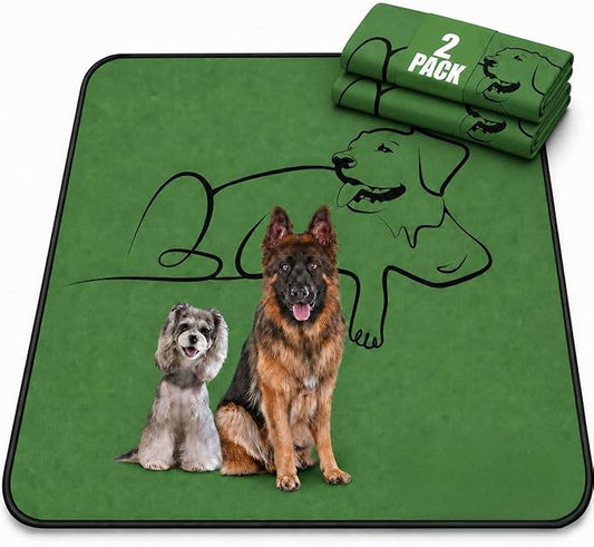 2 Pack Washable Pee Pads for Dogs 51"x52", Reusable Training Puppypads Absorbency Non-Slip & Leak-Proof for Pet Whelping Box Playpen Crate Sofa Bed Floors (Green)