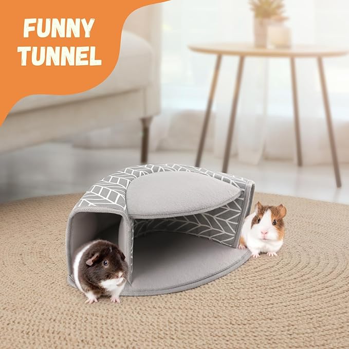 Guinea Pig Hideout, Interactive Guinea Pig Tunnel Bed, Washable Small Animal Tubes Toys Cage Accessories for Ferret Bunny Chinchilla