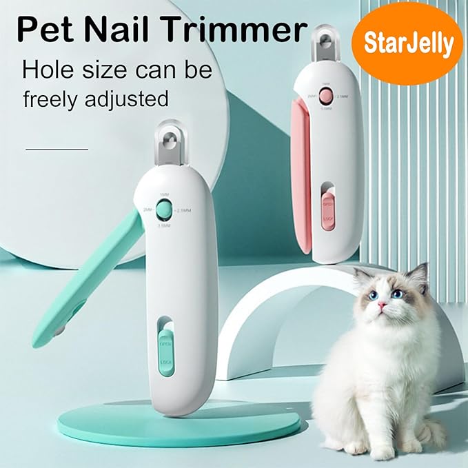 Cat Nail Clippers, Dog Nail Clippers for Kittens at All Stages and Puppies at a Young Age, Adjustable Hole Size with Hidden Nail File. (02 Pink)
