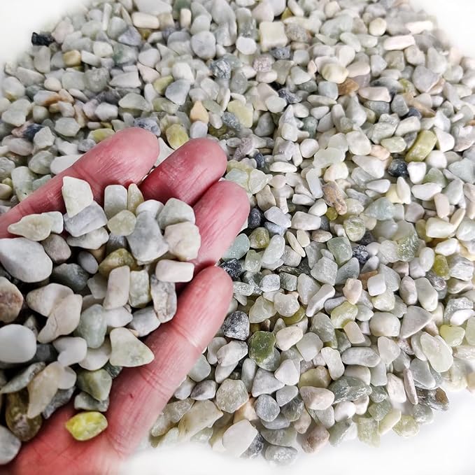 1.1 LB Natural Small Jade Gravels Mini River Rocks,Light Green Mix | Decorative Soil Cover Pebbles Stones for Succulent Plant,Planter Bonsai,Fairy Garden,Candle Home Decor