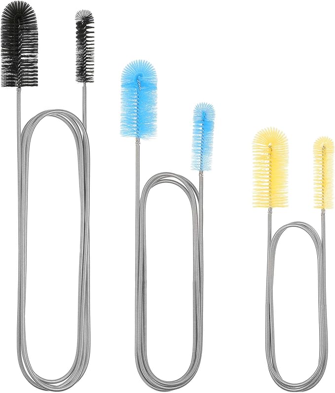 Patelai 3 Pcs Aquarium Filter Hose Brush Stainless Flexible 61 ''79 '' | Long Brush Double-Ended Bent Pipe Cleaner Steel Spring for Lab Fish Tank Aquarium, 3 Color(61.02 inches, 78.74 inches)
