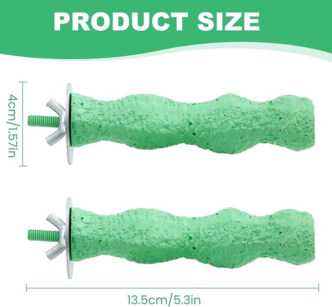 2PCS Bird Beak Grinding Stone, Bird Perches for Cage, Parrot Beak Grinding Stone, Rough Surface High Calcium Mineral Teeth Molar Colorful Perch Bird Cage Accessories