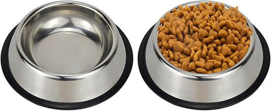 Stainless Steel Dog Bowls, Food and Water Non Slip Anti Skid Stackable Pet Puppy Dishes for Small, Medium and Large Dogs (2 Pack)
