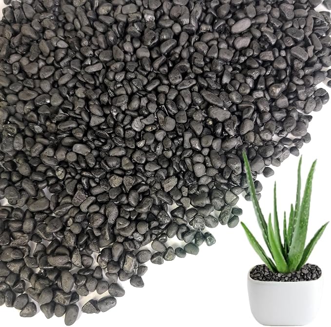 HappyFiller 0.88 LB Black Gravels Small Stones Succulent Mini Rocks | Planter Soil Cover Pebbles,Fairy Garden,Terrarium,Lucky Bamboo,Cactus Topper Dressing Decor,Aquarium Fish Tank Bottom Granule