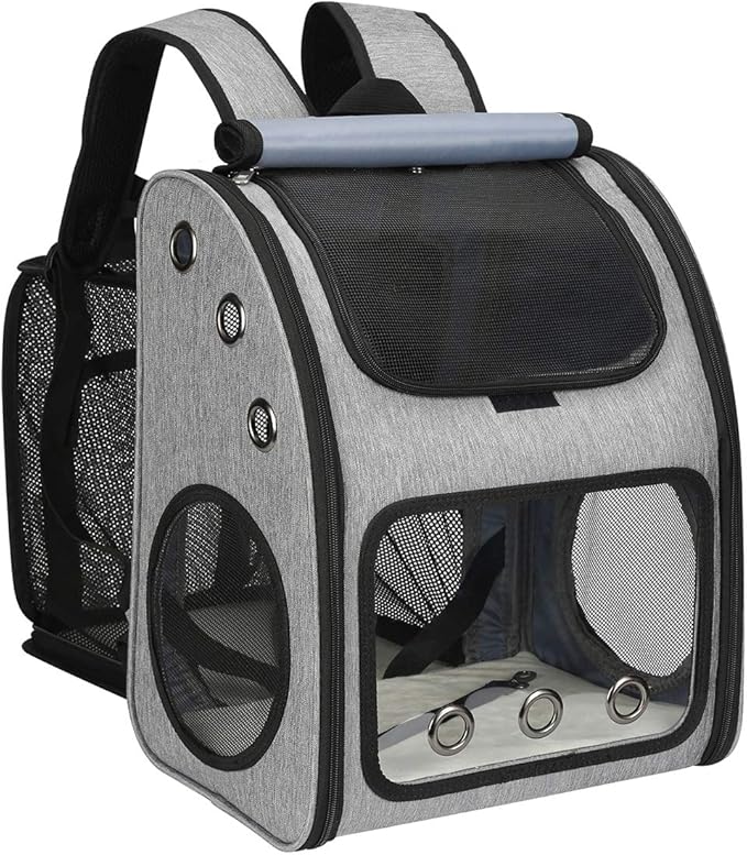 Expandable Pet Carrier Backpack, Airline Approved Cat & Dog Backpack Carrier, Soft-Sided Travel Backpack with 4 Entrances, Breathable Ventilated Design, Holds up to 25 lbs