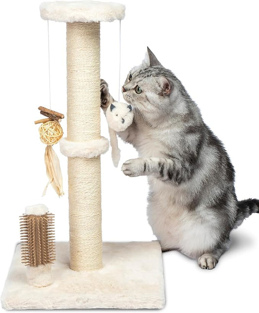 Best Pet Supplies Catify Cat Scratcher, Fun Interactive Scratchers, Posts, Poles, Claw Safe, Furniture Saver Indoor Play Support Natural Cat Behaviors Heavy Duty - Beige, 15.71 x 15.71