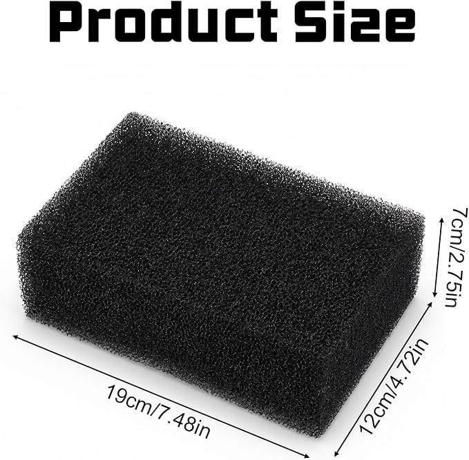 Aquarium Sponge Aquarium Filter Sponge Foam Aquarium-Bio Filter Media-Sponge for Fish Tanks, Ponds & Sump Dividers ((7.5" x 4.7" x 2.75", Black)