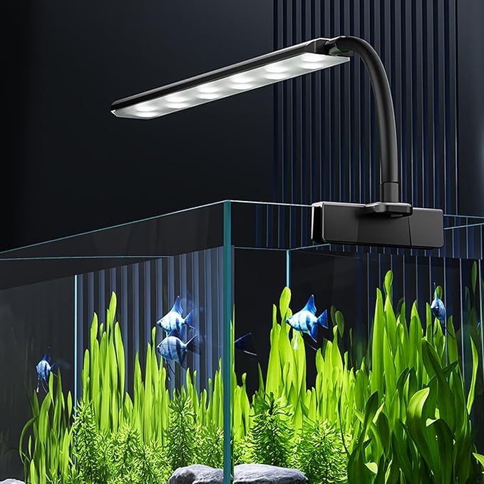 Clip On Aquarium Light for 1-5 Gallon Small Fish Tank – 3 Colors & 10 Dimmable Brightness Levels, Flicker-Free Full Spectrum LED Fish Tank Light with USB for Betta, Desktop, Nano Tank
