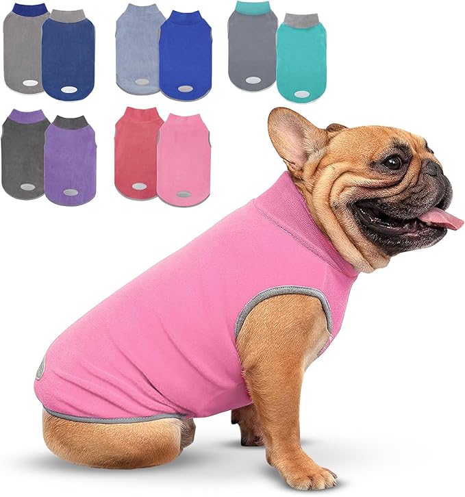 cyeollo 2 Pack Fleece Dog Sweater Vest Dog Sweatshirt Reflective Lightweight Pet Clothes for Large Dogs Girl Pet Apparel, Pink & Fuschia XXXL