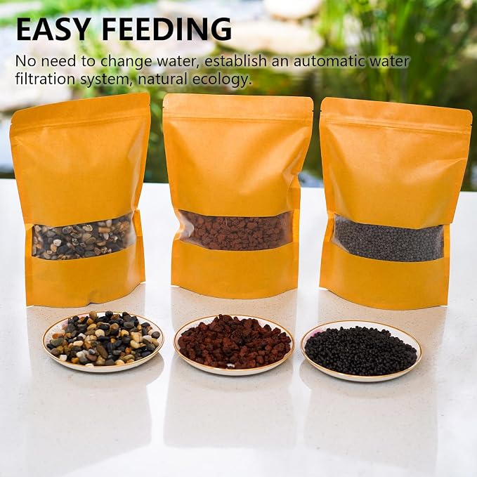 3-in-1 Low Maintenance Aquarium Filter Bio Media: Volcanic Rock, Natural Gravel & Aquatic Plant Cultivation Soil - Helps Reduce Water Changes for Freshwater Tank, Pond