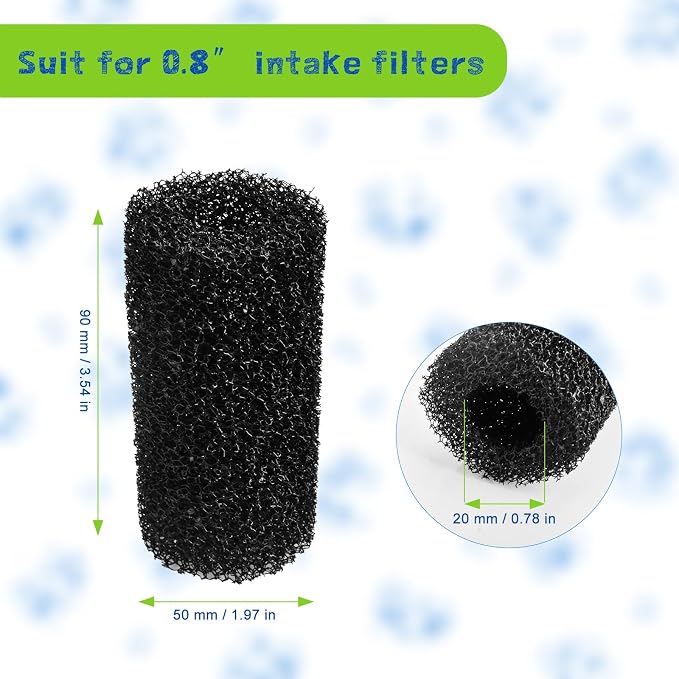 Sankoly 12 Pieces Aquarium Filter Sponge 0.8 Inch | Intake Shrimp Filter Coarse Sponge Filter for Aquarium Fish Tank, Protect Fish Fry and Shrimp, Black