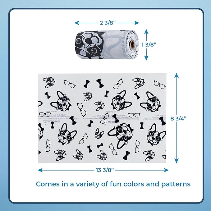 Best Pet Supplies Dog Poop Bags for Waste Refuse Cleanup, Doggy Roll Replacements for Outdoor Puppy Walking and Travel, Leak Proof and Tear Resistant, Thick Plastic - White, 240 Bags