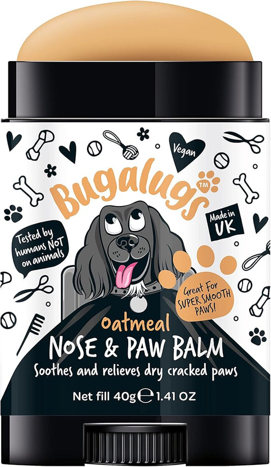 BUGALUGS Dog Paw Pad Balm & Dog Nose Balm 40 g (1.41oz) - Moisturizing Dog Paw Balm that Creates an Invisible Barrier that Protects and Heals Dry Cracked Paws - All-Natural Dog Paw Balm with Oatmeal