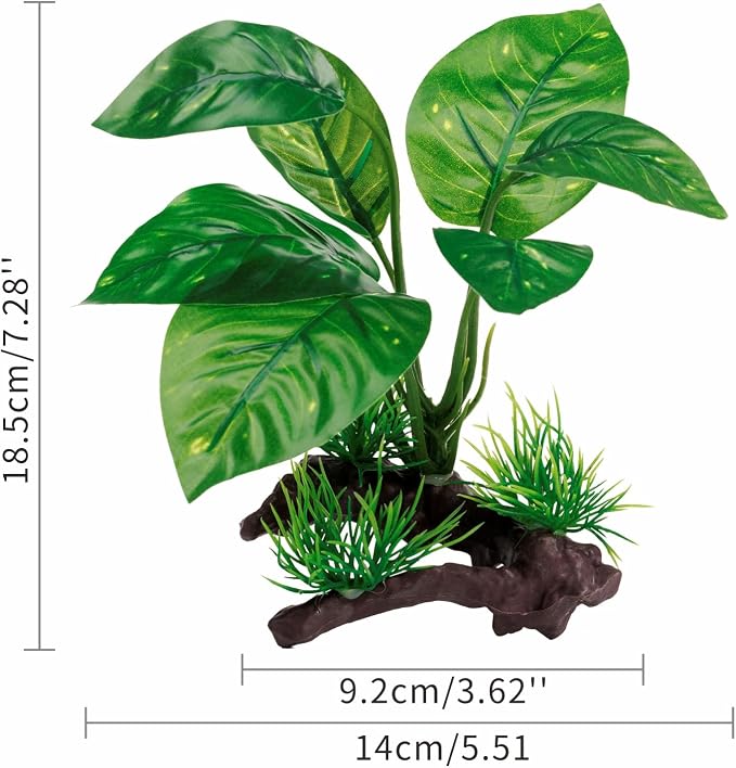 Moonorange Reptile Artificial Plants, Terrarium Plants Decorations Supplies, Aquarium Fish Tank Plant, Amphibian Habitat Hideout Tank Accessories (M Set-4pcs/F)