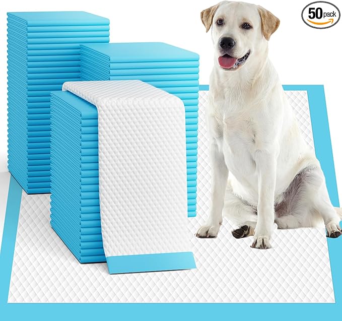 Puppy Pads 50 Pack, 34"x28" Extra Large Dog Pee Pads Thicker Disposable Dog Training Pads Super Absorbent & Leak-Proof, xl 6-Layer Quick-Dry potty Training Pads for doggie, Cats, Rabbits, Pet Supplies