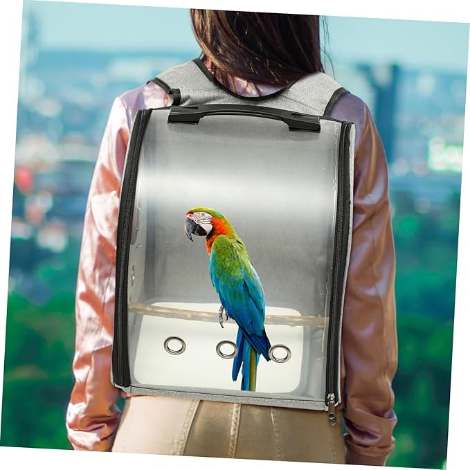 Totority Bird Carrier Backpack for Travel Comfortable Parrot Carrying Bag with Smooth Zipper Transparent Breathable Design for Birds for Outdoor Use Includes Perch for Comfort