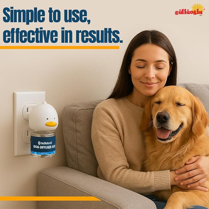 SINCE 1871 GÜLLÜOGLU Vetnatural Dog Calming Diffuser Plug-in with Natural Pheromone Formula – 60 Day Refill Kit for Dogs, Stress & Anxiety Relief, Indoor Behavior Support