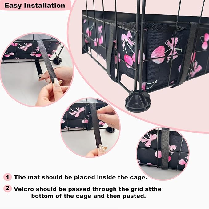 DZWLKJ Guinea Pig Cage Liner,Washable Tarp Bottom Base,Cherry Graphic,28"x70", Reusable for Rabbit, Chinchilla, Hedgehog, Ferret & Other Small Animals.