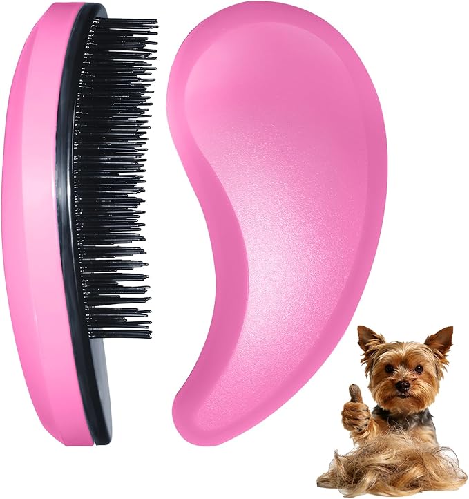 Small Dog Brush - Puppy Hair Brush- Grooming Tool for Teddy, Yorkies, Maltese, Shih Tzu, Chihuahua (Pink)