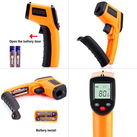 Infrared Temp Gun Thermometer, Non-Contact Digital Laser Infrared Thermometer Temperature Gun, IR Thermometer Heat Temperature Reader Gun (-58°F ~ 752°F)