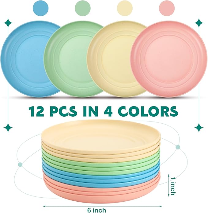 Gerrii 12 Pieces Beard Fatigue Relief Cat Bowl 6 Inch Round Shallow Cat Food Dish Wet Feeding Bowls Wide and Small Pet Dish for Kittens and Short Legged Kitten, Wheat Straw(Light Colors,Classic)