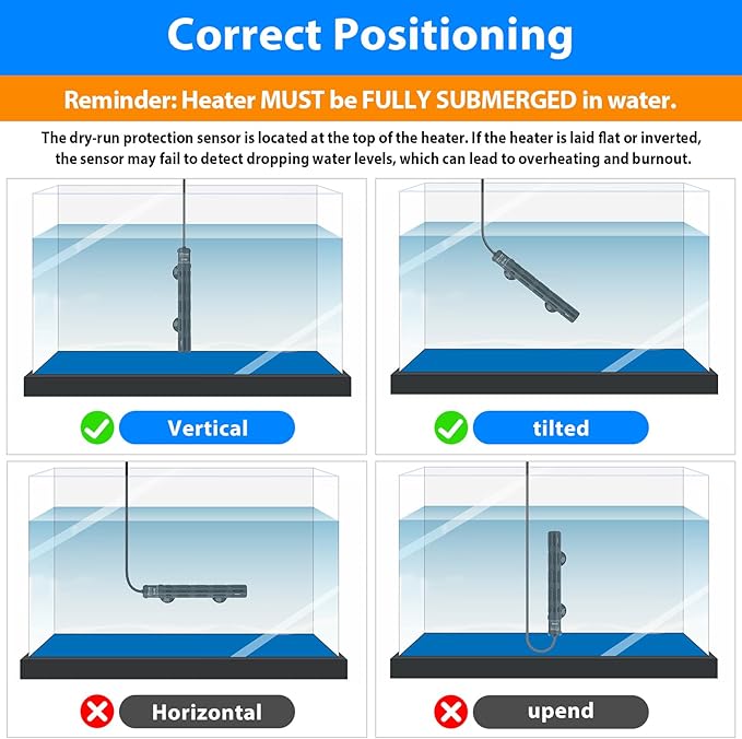 Aquarium Heater 300W, Submersible Fish Tank Heater with LED Digital Display, Auto Power-Off When Leaving Water & High Temp Protection, for Fresh and Salt Water Tanks 40-75 Gal
