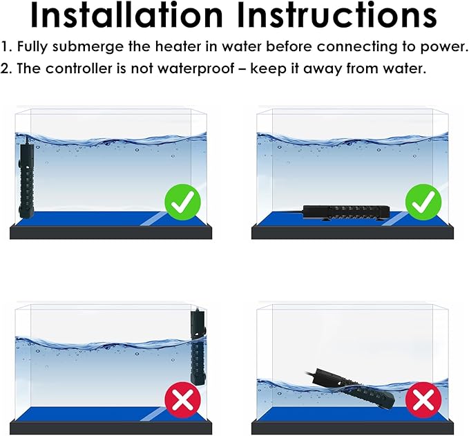 200W Aquarium Heater, Adjustable Fish Tank Heater, with Digital Display, Overheat Protection & Dry Run Protection, for 20-40 Gallon Water