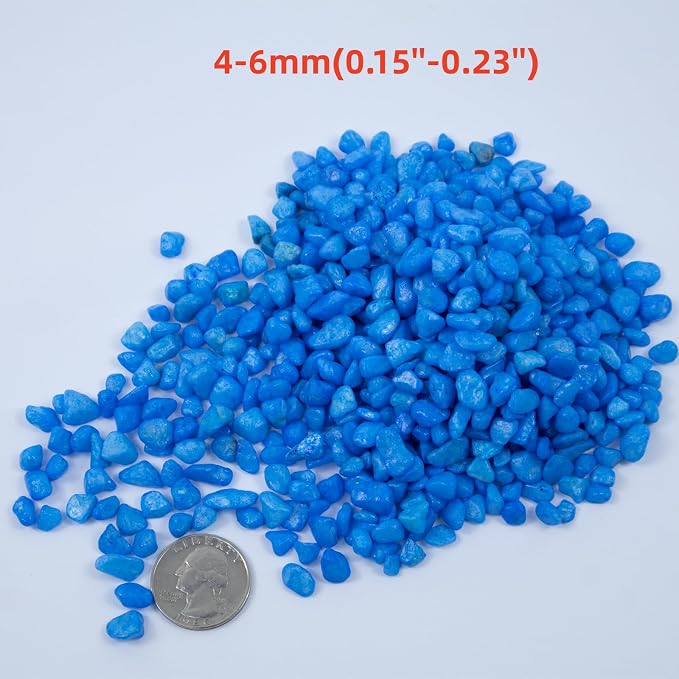 Colored Aquarium Gravel,Colorful Pea Gravel,Garden Rocks,Decorative Stones Rocks for Fish Tank,Aquarium,Fairy Garden Decor,Planters,Vase Fillers,Landscaping,1 Pound (Sky Blue, 4-6mm)