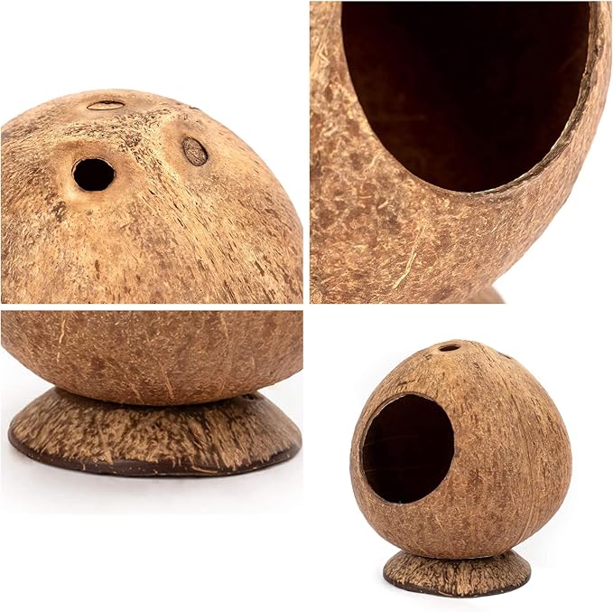 Hamster Hideout Wooden House Coconut Hut Hamster House Bed for Dwarf Gerbil Mouse Mice Rat Small Animals Reptiles