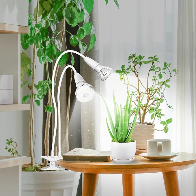 SANSI Grow Lights for Indoor Plants, 20W Clip-On Gooseneck LED Plant Lights | Lifetime Free Bulb Replacement, Plant Lights for Indoor Growing, 2-Head No Timer, Full Spectrum LED Grow Light, High PPFD