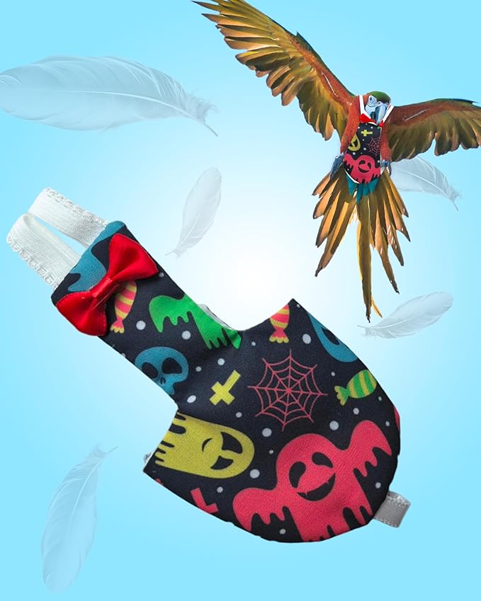 UKJENT Bird Diaper Protective Parrot Nappy - 4 Pack, Reusable Flight Suit with Waterproof Inner Layer, Washable Cute Urine Wet Suit for Parakeet Cockatiel Mini Macaw Budgie Canary(M)