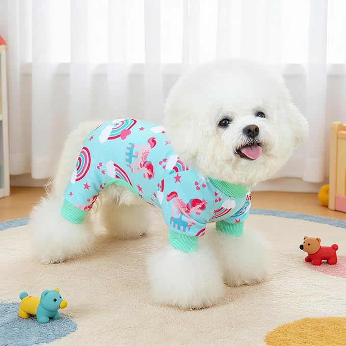 XPUDAC 4 Pack Dog Pajamas, Soft Cute Puppy Clothes, Comfy Dog Pjs Onesie Lightweight Pet Outfit for Small Medium Dogs Girl Boy, 2XL
