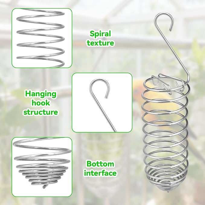 2pcs Millet Spray Holder for Parrots with Cleaning Brush, Stainless Steel Millet Holder Bird Food Feeder Basket for Pet Parakeet Cockatiel Conure Foraging Chew Accessories Supplies