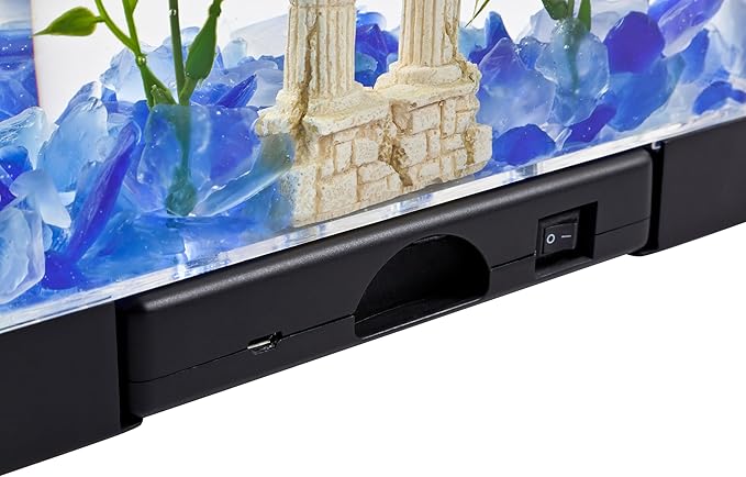Tetra LED Half Moon Aquarium Kit, 1.1 Gallons, Small, Clear Plastic Fish Tank With Curved Front, Easy Feeding And Movable, Energy-Efficient LEDs Ideal For Bettas Great As Desk Aquarium