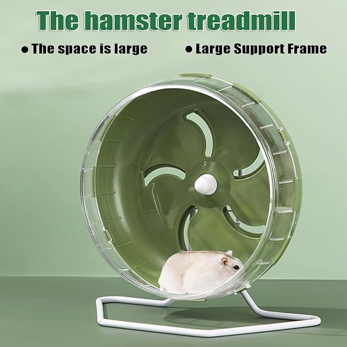 Hamster Wheel, 8.5 inch Silent Hamster Exercise Running Wheel with Stand,Pet Small Animals Exercise Running Toys,Adjustable Quiet Spinner for Guinea Pigs, Sugar Gliders, Gerbils (Green, 8.5in)