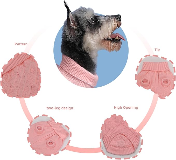 Pullover Valentines Dog Sweater, Cable Knitwear, Classic Turtleneck Warm and Soft Clothes for Chihuahua, Bulldog, Dachshund, Pug, Yorkie,Dog Outfits for Small Dogs Medium Dogs, (Pink M)