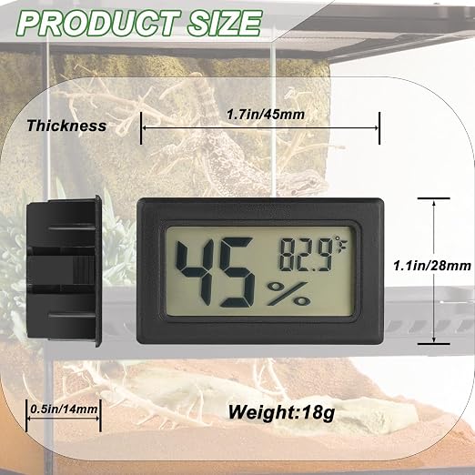 Reptile Thermometer and Humidity Gauge Digtal Terrarium Thermometer 4pc | Rectangle Bearded Dragon Cage Accessories Reptile Temp and Humidity Gauge for Leopard Gecko Hermit Crab Gecko Lizard Etc