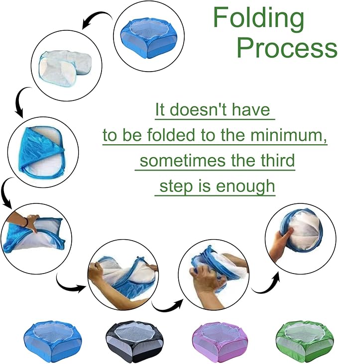 Small Animal Playpen with Zippered Mesh Cover - Portable Foldable Chicken Brooder Box, Indoor Outdoor Enclosure for Guinea Pigs, Bunny, Rabbits, Ferrets, Chinchillas, Kittens (Green)