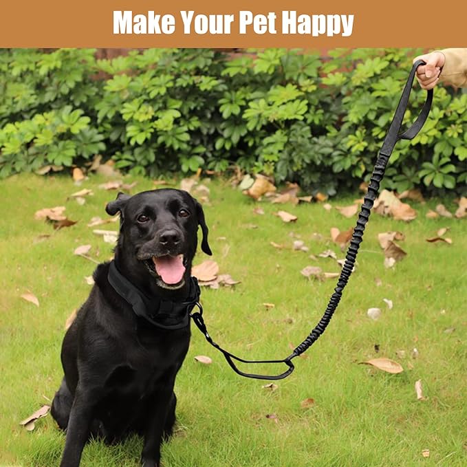 Tactical Dog Collar Leash Set, Adjustable Military Training Nylon Collar Dog Training with Control Handleand Metal Buckle, Dog Collar for Medium Large Dogs (Black,L)