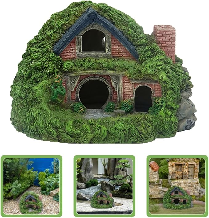 NUOBESTY Resin Aquarium Decoration Betta Fish Hideout European Castle Charm Antique Roman Column Ruins Design Decorative Fish Tank Ornament Easy Installation