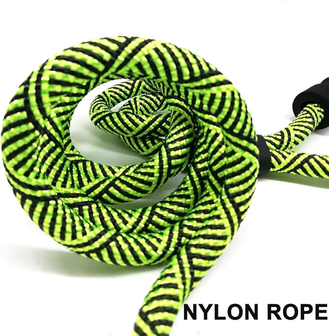 MayPaw Heavy Duty Rope Dog Leash, 3/4/5/6/7/8/10/12/15 FT Nylon Pet Leash, Soft Padded Handle Thick Lead Leashes for Large Medium Dogs (Green Black, 1/2" * 10')