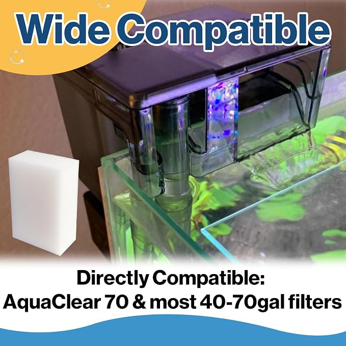 8-Pack Sponge Filter Media Pad Replacement, Compatible with Aqua Clear 70 Gallon, Fits for 40-70 Gallon Aquariums, Enhanced Foam Insert for Filtration, Fish Tank Filter Media